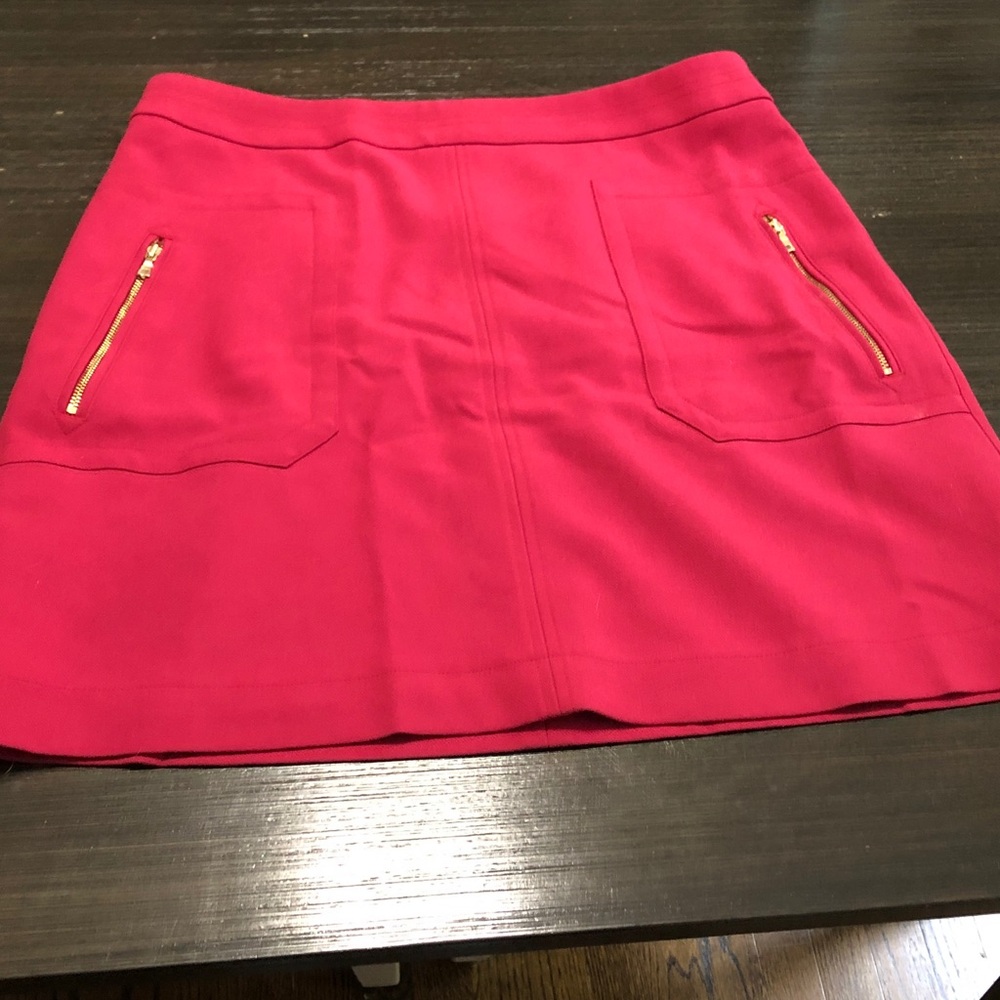 LOFT Hot Pink Mini Skirt with Gold Zippers